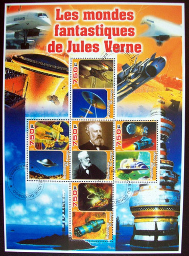 Congo Personal, Bloque 5 Sellos Julio Verne 2005 Usado L6709