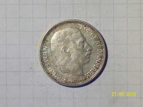 Dinamarca 1 Corona Plata 1915 Muy Linda