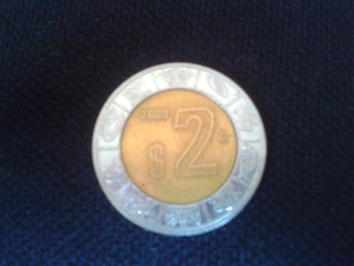 Moneda Mexico 2 Nuevos Pesos 2009 Bimetalica (a04) (Usado)