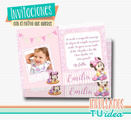 Minnie Bebé Invitación - Minnie Bebé Tarjetita Para Imprimir