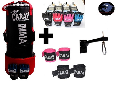 Tula De Boxeo Con Agarre+guantes Mma+vendas+soporte.