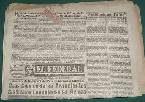 Diario El Federal 226 -20sep44- 2da Guerra Comunismo Francia