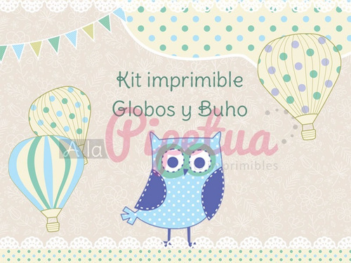 Kit Imprimible Buho Y Globo Aerostatico Para Varon Candybar