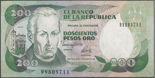 Colombia 200 Pesos 10 Ago 1992 Bgw374