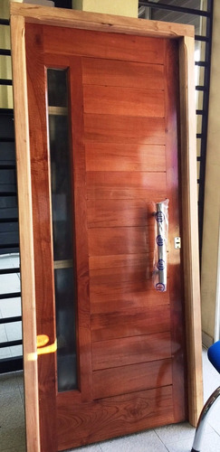 Imagen 6 de 9 de Aberturas Puerta Madera Cedro Frente 80x200 Cm Pesada Barral