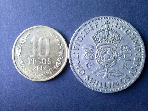 Moneda Inglaterra Two Shilling 1948 Níquel (c10)