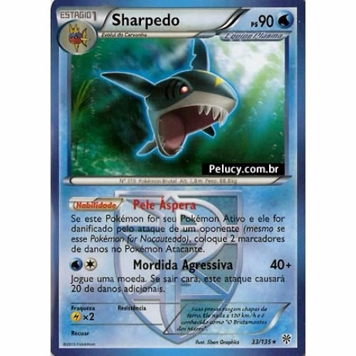 Sharpedo - Pokémon Água Raro - 33/135 - Pokemon Card Game