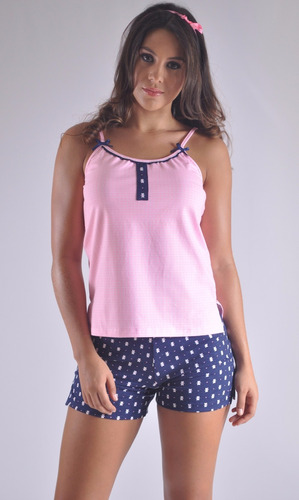 Pijama Short Franela Blusa Tiras Fresca Y Femenina Swamy Mercado Libre 