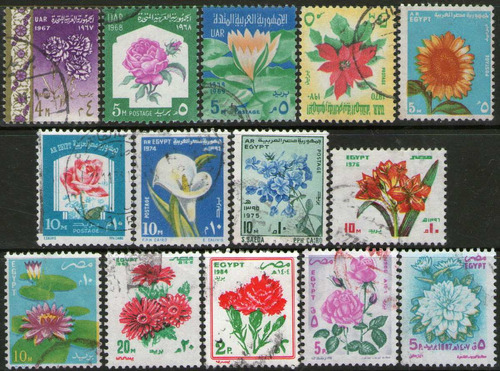 Egipto 14 Series Completas Sellos Usados Flores Años 1967-87