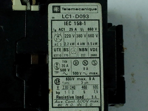 Contactor Telemecanique 20 Amp 24 V12761