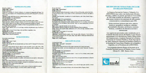 Imagen 2 de 2 de Argentina Volante Filatélico Árboles Históricos De Bs. As.