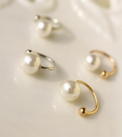 Earcuff Solitario Zarcillo Perla Doble Fashion Mujer