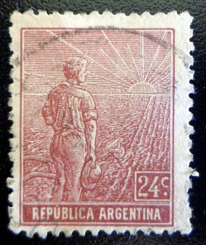 Argentina, Sello Gj 334 Labrador R. Rectos 24c. Usado L8240