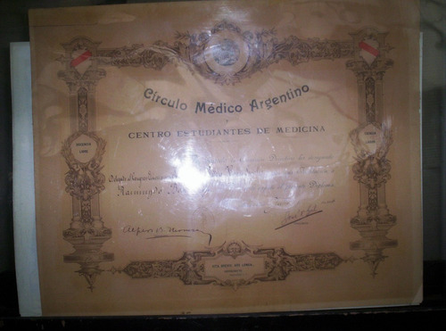 Gran Diploma Del Circulo Medico Argentino.