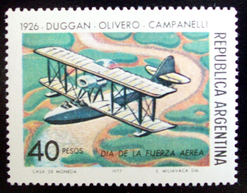 Argentina Aviones Sello Gj 1802 F Aérea Duggan 77 Mint L5094