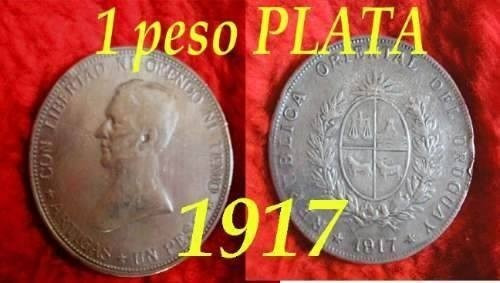 Uruguay 1917 Moneda Plata 1 Peso