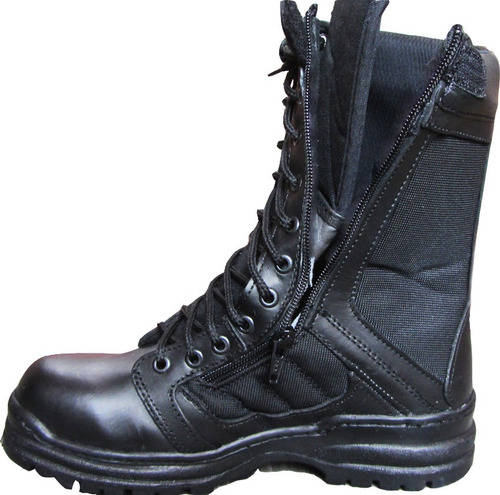 Imagen 3 de 6 de Botas Tipo Swat Militar Ligera 100% Piel Trabajo Kaki Negro