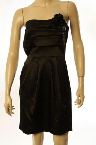 Vestido Negro Strapless Con Bolsillos. Importado Usa
