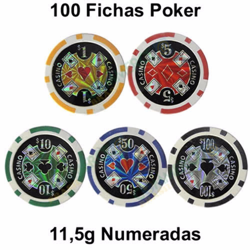 100 Fichas P/ Poker Pofissional E Jogos De Baralho Em Geral