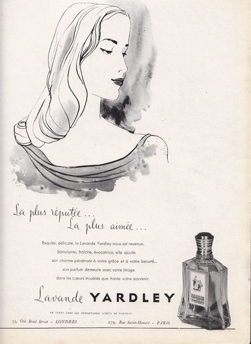 Antigua Hoja Publicidad Perfume Dama Yardley Lavanda Francia