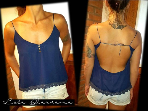 Musculosa Blusa De Gasa Con Puntilla Y Espalda Escotada!