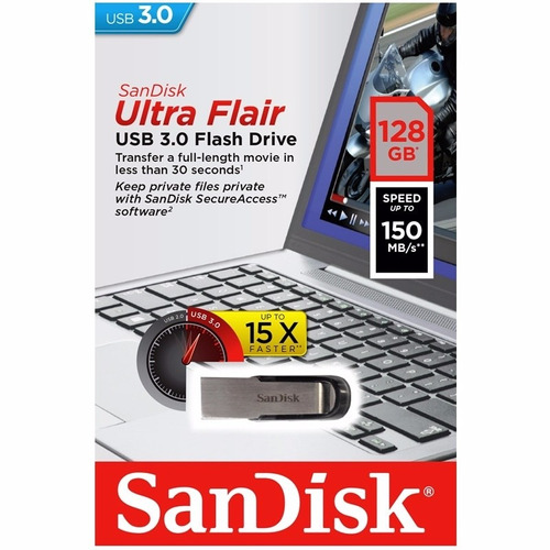 Memoria Usb 3.0 Sandisk Ultra Flair 128 Gb Vel. Hasta150mb/s