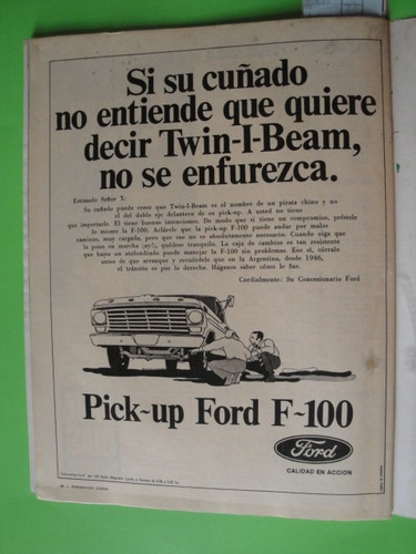 Publicidad Ford Pick Up F-100 Año 1969