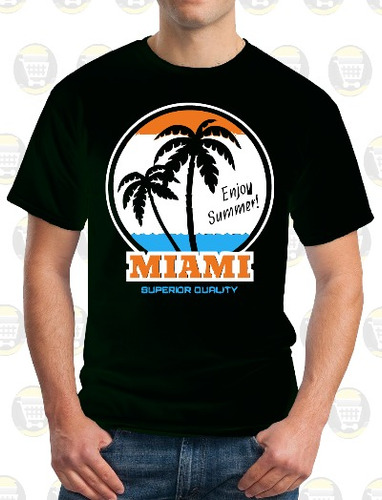 Camisetas Hombres Y Niños Estampadas Algodón R: Playa Miami