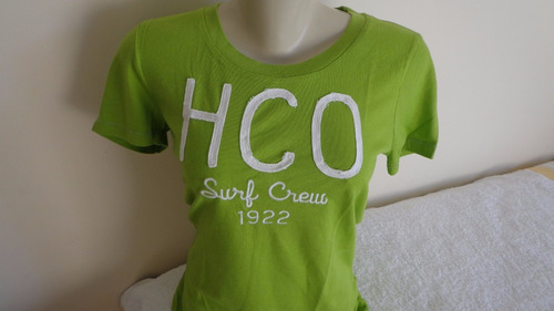 Camiseta Fem  Hollister Original Verde Tam. G  Pronta Entreg