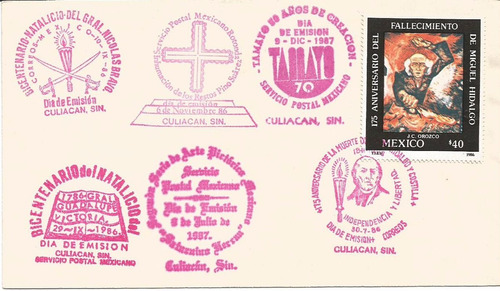 Fdc 175 Aniversario Luctuoso  De Miguel Hidalgo 1986-1