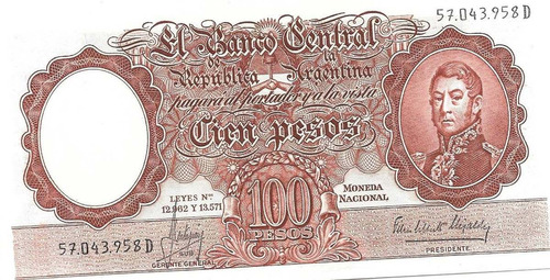 Billete 100 Pesos Moneda Nacional Bottero 2071 Excelente+