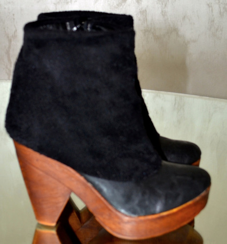 Botineta Bota Plataformas Pelo Cuero Hippie Chic Sexy Magma