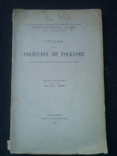 Catalogo De La Coleccion De Folklore Tomo I N°3