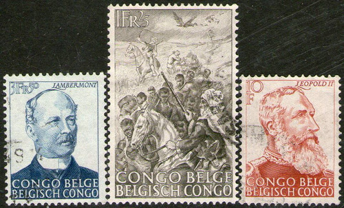 Congo Belga Serie X3 50° Aniv. Abolición Esclavitud Año 1947