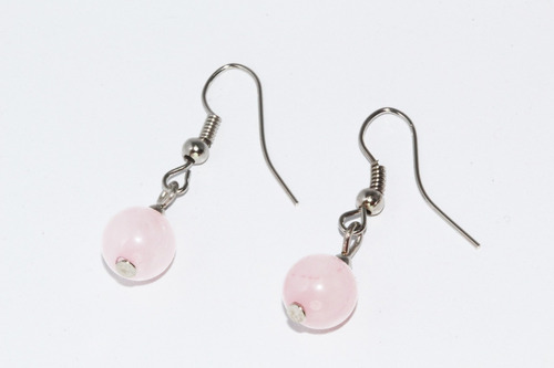 Aretes Piedra Natural Cuarzo Rosado Mini Liso Arp81