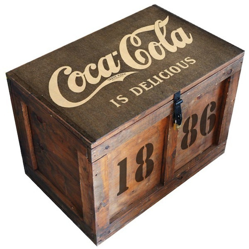Cajas Baúl Madera Mesa Vintage Mediano Coca Cola Pintados