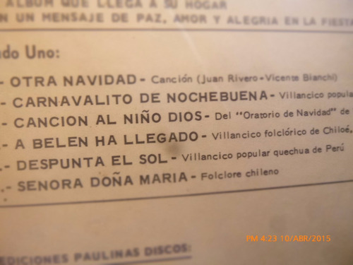 Vinilo Lp Del Coro Santa Marta -cile Canta A Su Niño (u1053