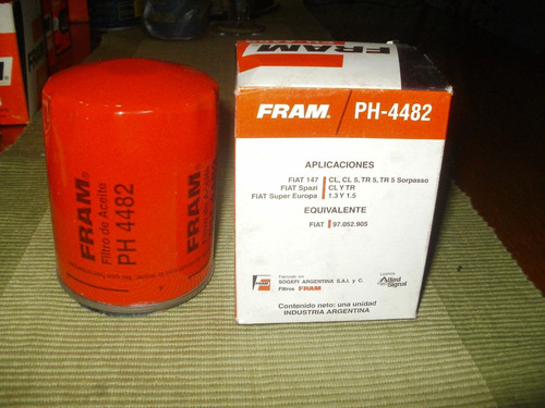 Filtro Aceite Fram Fiat 147 Cl 5 Tr Sorpasso Europa 1,3 1,5