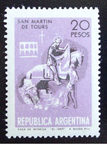 Argentina, Sello Gj 1459 San Martín De Tours Mint L4945