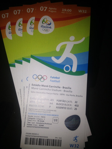 Ingressos Olimpíadas Fut. Masc. Brasília