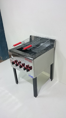 Imagen 4 de 8 de Freidora Industrial A Gas 2 Canastos 31x15 Cm 33 Lts Morelli