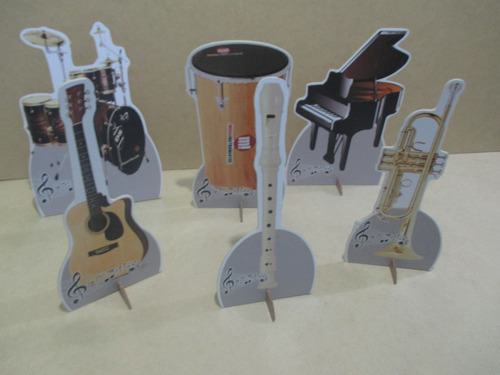 Kit Instrumentos Musicais Decoração, 6 Display De Mesa,mdf