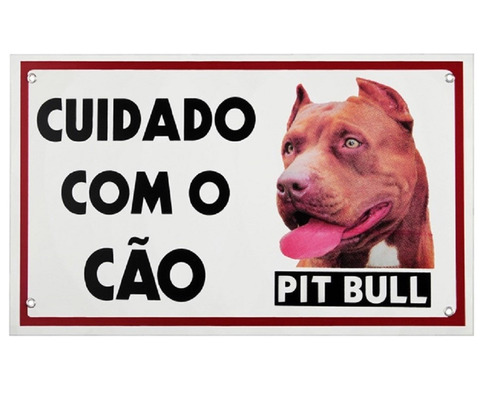 Placa De Advertência - Cuidado Com O Cão - Pitbull