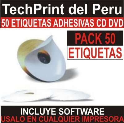 50 Etiquetas Para Cd / Dvd + Software Para Toda Impresora