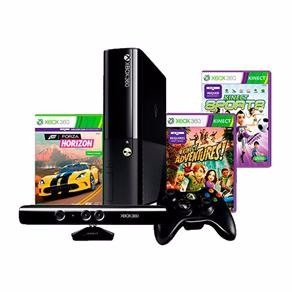 Xbox 360 Slim + Kinect + 3 Jogos