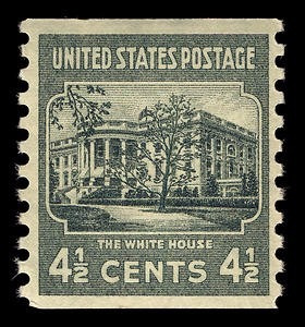 Sello United States Postage The White House 4 1/2 Cent 1938