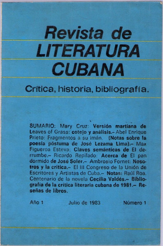 Revista De Literatura Cubana