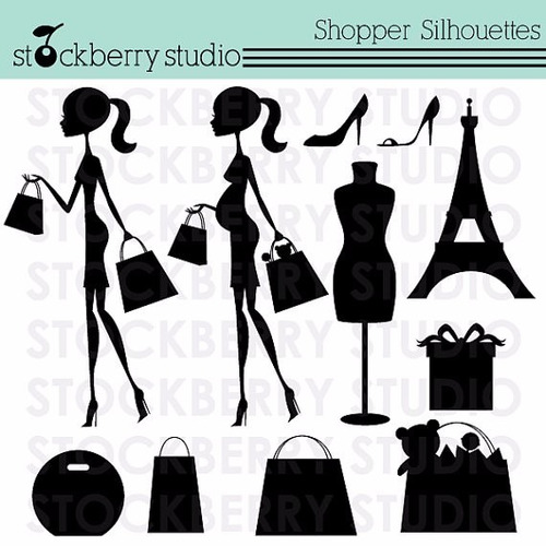 Kit Imprimible Shopping Silueta Imagenes Clipart