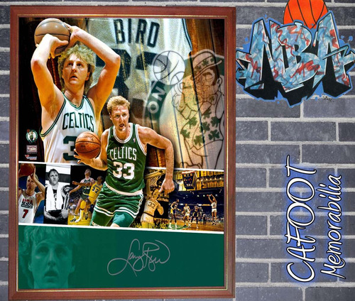 Nba Larry Bird Boston Celtics Poster Firmado Enmarcado
