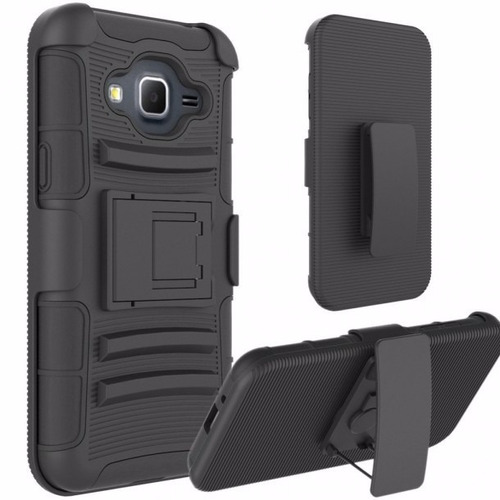 Case De Doble Capa Para Samsung J3 Color Negro